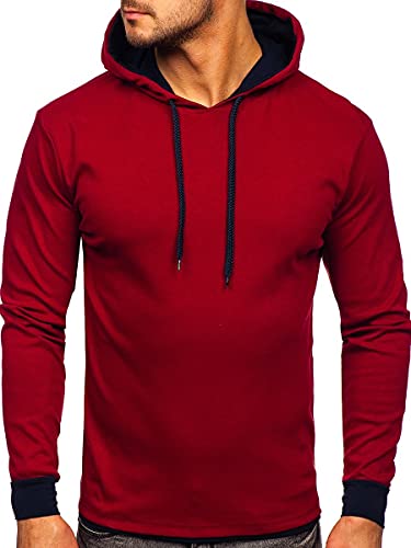 BOLF Herren Kapuzenpullover Hoodie Sweatshirt mit Kapuze Pullover Pulli Langarmshirt Freizeit Sport Fitness Outdoor Casual Style 145380 Weinrot XXL [1A1] von BOLF