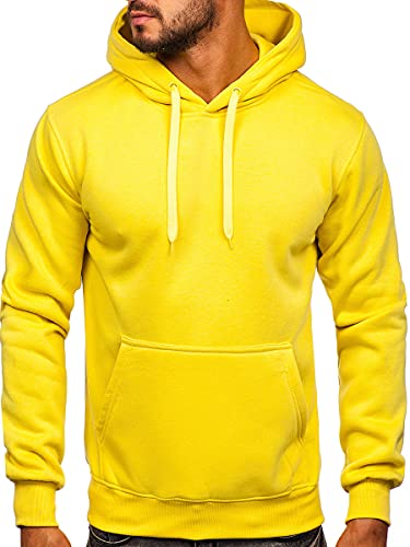 BOLF Herren Kapuzenpullover Hoodie Sweatshirt mit Kapuze Pullover Pulli Langarmshirt Freizeit Sport Fitness Outdoor Casual Style 2009-33 Hellgelb M [1A1] von BOLF