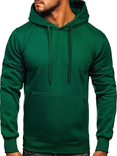 BOLF Herren Kapuzenpullover Hoodie Sweatshirt mit Kapuze Pullover Pulli Langarmshirt Freizeit Sport Fitness Outdoor Casual Style 2009 Dunkelgrun XL [1A1] von BOLF