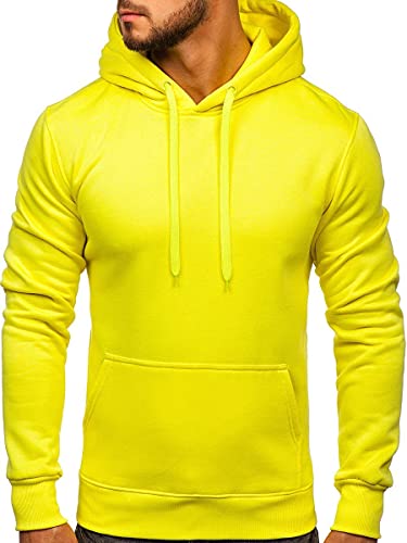 BOLF Herren Kapuzenpullover Hoodie Sweatshirt mit Kapuze Pullover Pulli Langarmshirt Freizeit Sport Fitness Outdoor Casual Style 2009 Gelb-Neon M [1A1] von BOLF