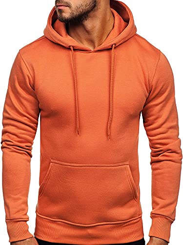BOLF Herren Kapuzenpullover Hoodie Sweatshirt mit Kapuze Pullover Pulli Langarmshirt Freizeit Sport Fitness Outdoor Casual Style 2009 Lachsrosa M [1A1] von BOLF
