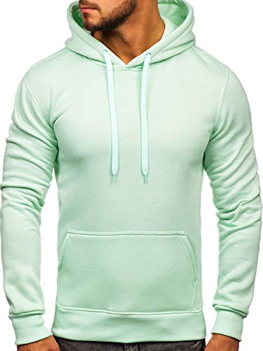 BOLF Herren Kapuzenpullover Hoodie Sweatshirt mit Kapuze Pullover Pulli Langarmshirt Freizeit Sport Fitness Outdoor Casual Style 2009 Mint M [1A1] von BOLF