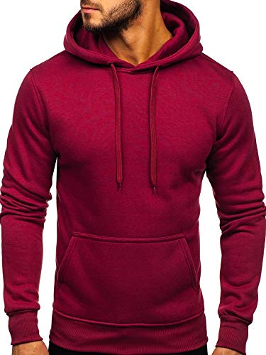 BOLF Herren Kapuzenpullover Hoodie Sweatshirt mit Kapuze Pullover Pulli Langarmshirt Freizeit Sport Fitness Outdoor Casual Style 2009 Weinrot(Dunkel) XXL [1A1] von BOLF