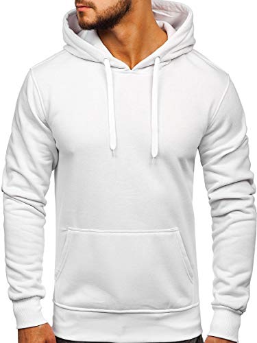 BOLF Herren Kapuzenpullover Hoodie Sweatshirt mit Kapuze Pullover Pulli Langarmshirt Freizeit Sport Fitness Outdoor Casual Style 2009 Weiß XXL [1A1] von BOLF