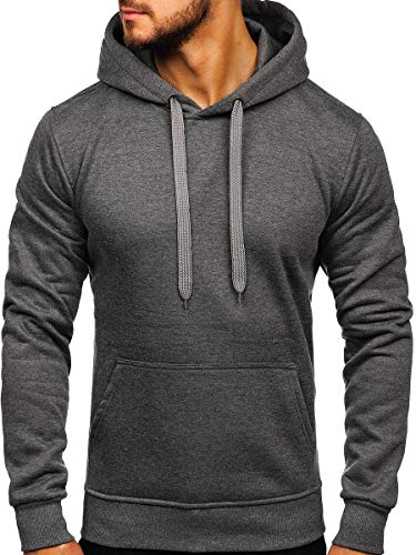 BOLF Herren Kapuzenpullover Hoodie Sweatshirt mit Kapuze Pullover Pulli Langarmshirt Freizeit Sport Fitness Outdoor Casual Style 2009A Anthrazit M [1A1] von BOLF