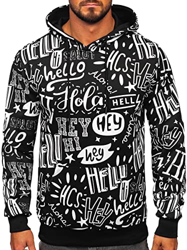 BOLF Herren Kapuzenpullover Hoodie Sweatshirt mit Kapuze Pullover Pulli Langarmshirt Freizeit Sport Fitness Outdoor Casual Style 8B1150 Schwarz XL [1A1] von BOLF