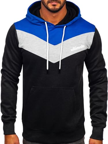 BOLF Herren Kapuzenpullover Hoodie Sweatshirt mit Kapuze Pullover Pulli Langarmshirt Freizeit Sport Fitness Outdoor Casual Style W3878 Dunkelgrau M [1A1] von BOLF