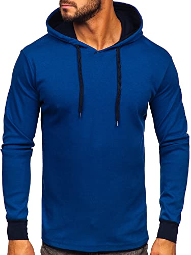 BOLF Herren Kapuzenpullover Hoodie Sweatshirt mit Kapuze Pullover Pulli Langarmshirt Motiv Freizeit Sport Fitness Outdoor Casual Style 146312 Blau M [1A1] von BOLF
