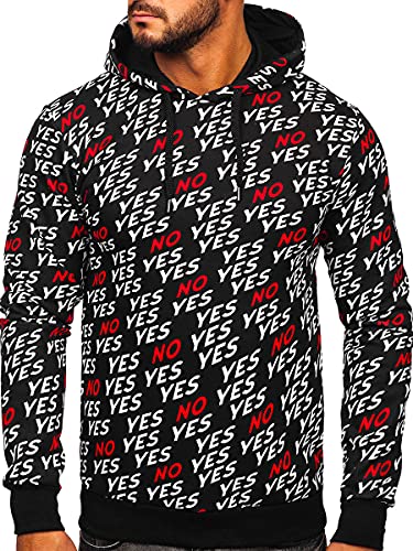 BOLF Herren Kapuzenpullover Hoodie Sweatshirt mit Kapuze Pullover Pulli Langarmshirt Print Aufdruck Motiv Freizeit Sport Fitness Outdoor Casual Style 141013 Schwarz M [1A1] von BOLF