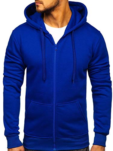 BOLF Herren Kapuzenpullover Hoodie Sweatshirt mit Kapuze Reißverschluss Pullover Pulli Langarmshirt Freizeit Sport Fitness Outdoor Casual Style 2008 Mittelblau L [1A1] von BOLF