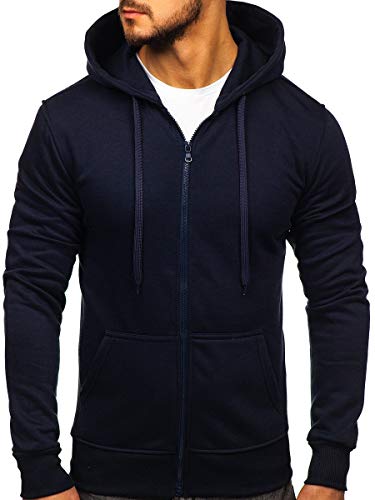 BOLF Herren Kapuzenpullover Hoodie Sweatshirt mit Kapuze Reißverschluss Pullover Pulli Langarmshirt Freizeit Sport Fitness Outdoor Casual Style 2008 Tintenblau M [1A1] von BOLF