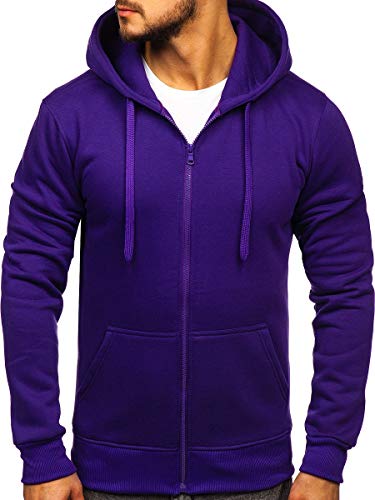 BOLF Herren Kapuzenpullover Hoodie Sweatshirt mit Kapuze Reißverschluss Pullover Pulli Langarmshirt Freizeit Sport Fitness Outdoor Casual Style 2008 Violett XXL [1A1] von BOLF