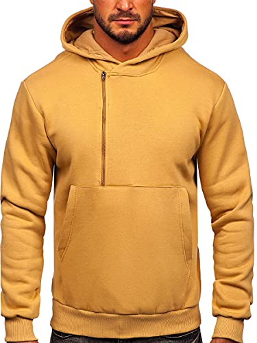 BOLF Herren Kapuzenpullover Reißverschluss Hoodie Sweatshirt mit Kapuze Pullover Pulli Langarmshirt Freizeit Sport Fitness Outdoor Casual Style 02 Braun L [1A1] von BOLF