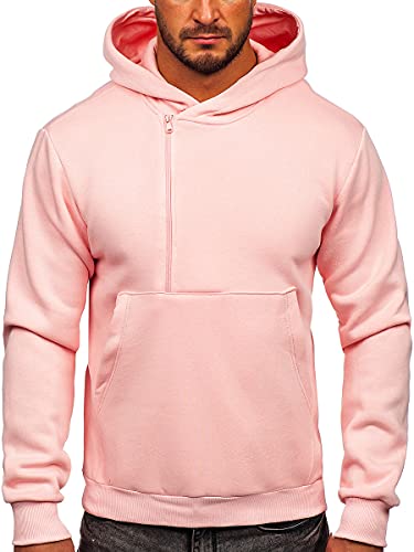 BOLF Herren Kapuzenpullover Reißverschluss Hoodie Sweatshirt mit Kapuze Pullover Pulli Langarmshirt Freizeit Sport Fitness Outdoor Casual Style 02 Rosa(Hell) XL [1A1] von BOLF