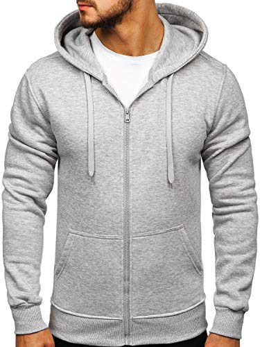 BOLF Herren Kapuzenpullover Hoodie Sweatshirt mit Kapuze Reißverschluss Pullover Pulli Langarmshirt Freizeit Sport Fitness Outdoor Casual Style 2008 Grau XXL [1A1] von BOLF