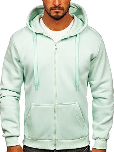 BOLF Herren Kapuzenpullover Reißverschluss Hoodie Sweatshirt mit Kapuze Pullover Pulli Langarmshirt Freizeit Sport Fitness Outdoor Casual Style 2008 Hellmint XL [1A1] von BOLF