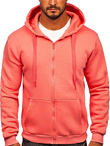 BOLF Herren Kapuzenpullover Reißverschluss Hoodie Sweatshirt mit Kapuze Pullover Pulli Langarmshirt Freizeit Sport Fitness Outdoor Casual Style 2008 Korall M [1A1] von BOLF
