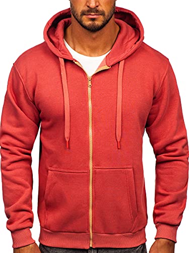 BOLF Herren Kapuzenpullover Reißverschluss Hoodie Sweatshirt mit Kapuze Pullover Pulli Langarmshirt Freizeit Sport Fitness Outdoor Casual Style 2008 Lachsrosa L [1A1] von BOLF
