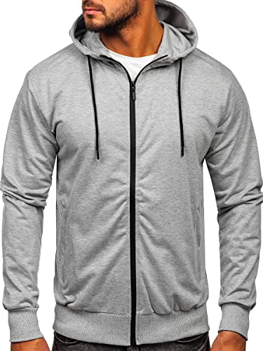BOLF Herren Kapuzenpullover Reißverschluss Hoodie Sweatshirt mit Kapuze Pullover Pulli Langarmshirt Freizeit Sport Fitness Outdoor Casual Style B025 Grau M [1A1] von BOLF