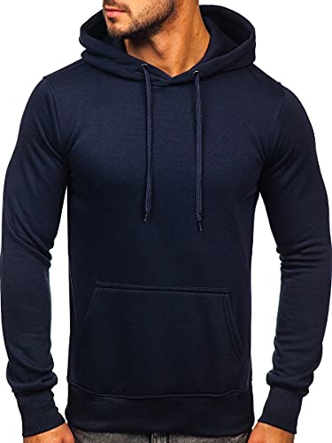 BOLF Herren Kapuzenpullover Hoodie Sweatshirt mit Kapuze Pullover Pulli Langarmshirt Freizeit Sport Fitness Outdoor Casual Style 2009 Tintenblau M [1A1] von BOLF