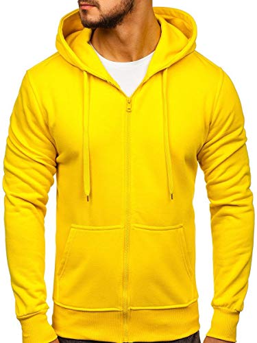 BOLF Herren Kapuzenpullover Hoodie Sweatshirt mit Kapuze Reißverschluss Pullover Pulli Langarmshirt Freizeit Sport Fitness Outdoor Casual Style 2008 Gelb L [1A1] von BOLF