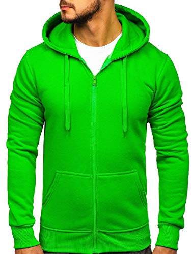 BOLF Herren Kapuzenpullover Hoodie Sweatshirt mit Kapuze Reißverschluss Pullover Pulli Langarmshirt Freizeit Sport Fitness Outdoor Casual Style 2008 Grun(Hell) M [1A1] von BOLF