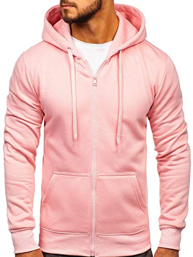 BOLF Herren Kapuzenpullover Hoodie Sweatshirt mit Kapuze Reißverschluss Pullover Pulli Langarmshirt Freizeit Sport Fitness Outdoor Casual Style 2008 Rosa(Hell) M [1A1] von BOLF