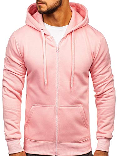 BOLF Herren Kapuzenpullover Hoodie Sweatshirt mit Kapuze Reißverschluss Pullover Pulli Langarmshirt Freizeit Sport Fitness Outdoor Casual Style 2008 Rosa(Hell) XL [1A1] von BOLF
