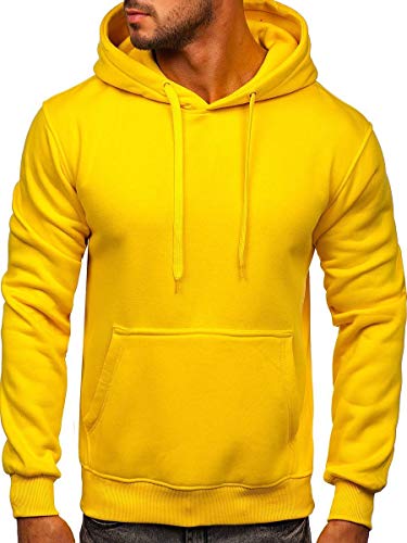 BOLF Herren Kapuzenpullover Hoodie Sweatshirt mit Kapuze Pullover Pulli Langarmshirt Freizeit Sport Fitness Outdoor Casual Style 2009 Hellgelb M [1A1] von BOLF