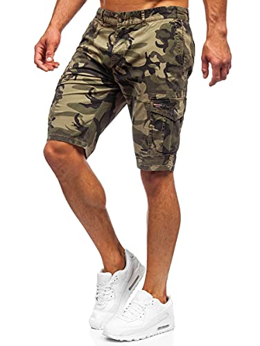 BOLF Herren Kurze Hose Cargo Sporthose Shorts Bermudas Camouflage Army Military Motiv Camo Stretch Sommerhose Freizeithose Outdoor Street Style 6713 Khaki S [7G7] von BOLF