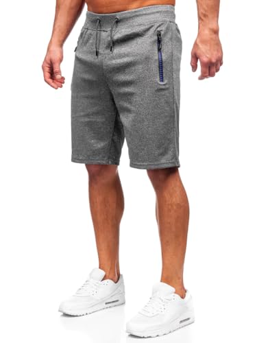 BOLF Herren Kurze Hose Sporthose Sweatshorts Laufshorts Shorts Bermudas Trainingshose Fußballhose Fitnesshose Sweathose Stretch Freizeithose Street Style 8K288 Dunkelgrau M [7G7] von BOLF