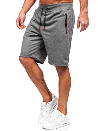 BOLF Herren Kurze Hose Sporthose Sweatshorts Laufshorts Shorts Bermudas Trainingshose Fußballhose Fitnesshose Sweathose Stretch Freizeithose Street Style 8K295 Dunkelgrau L [7G7] von BOLF