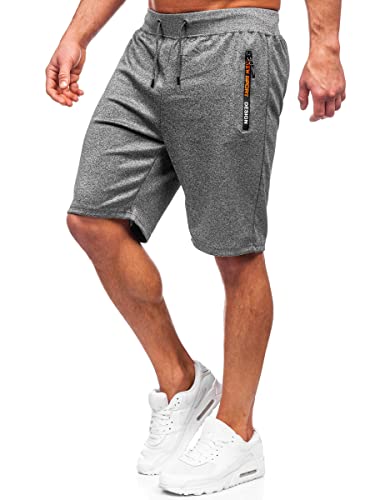 BOLF Herren Kurze Hose Sporthose Sweatshorts Laufshorts Shorts Bermudas Trainingshose Fußballhose Fitnesshose Sweathose Stretch Freizeithose Street Style 8K296 Dunkelgrau XXL [7G7] von BOLF