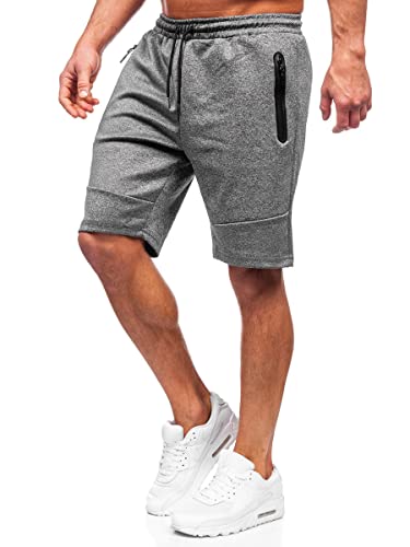 BOLF Herren Kurze Hose Sporthose Sweatshorts Laufshorts Shorts Bermudas Trainingshose Fußballhose Fitnesshose Sweathose Stretch Freizeithose Street Style 8K929 Dunkelgrau M [7G7] von BOLF