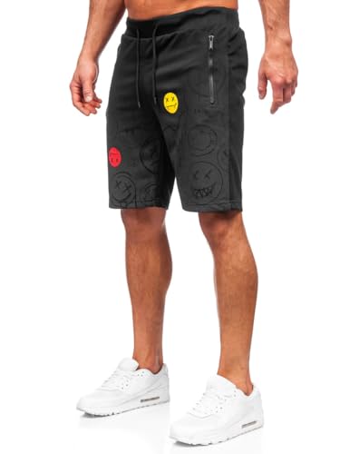 BOLF Herren Kurze Hose Sporthose Sweatshorts Laufshorts Shorts Bermudas Trainingshose Fußballhose Fitnesshose Sweathose Stretch Freizeithose Street Style HS7197 Schwarz XL [7G7] von BOLF