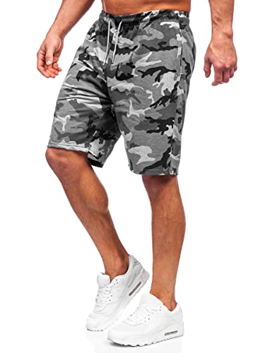 BOLF Herren Kurze Hose Sporthose Sweatshorts Laufshorts Shorts Military Camo Army Trainingshose Fußballhose Fitnesshose Sweathose Street Style 8K283 Grau M [7G7] von BOLF