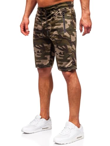 BOLF Herren Kurze Hose Sporthose Sweatshorts Military Shorts Bermudas Trainingshose Fußballhose Fitnesshose Army Cargo Sweathose Freizeithose Street Style JX862 Grün M [7G7] von BOLF
