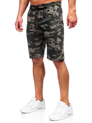 BOLF Herren Kurze Hose Sporthose Sweatshorts Military Shorts Bermudas Trainingshose Fußballhose Fitnesshose Army Cargo Sweathose Freizeithose Street Style JX873 Grün(Dunkel) L [7G7] von BOLF