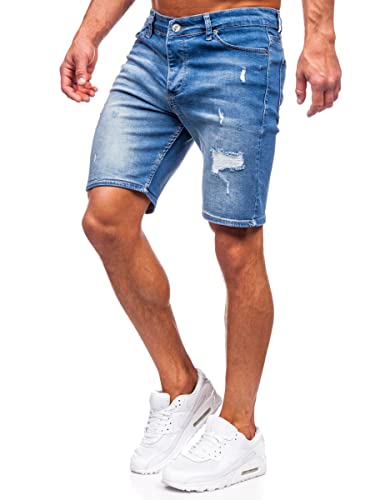 BOLF Herren Kurze Jeanshose Shorts Bermudas Jeans Short Kurze Hose Cargo Cargoshorts Destroyed Used Look Denim Stretch Freizeithose 0458 Dunkelblau S [7G7] von BOLF