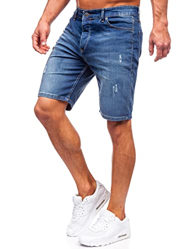 BOLF Herren Kurze Jeanshose Shorts Bermudas Jeans Short Kurze Hose Cargo Cargoshorts Destroyed Used Look Denim Stretch Freizeithose 5819 Dunkelblau L [7G7] von BOLF