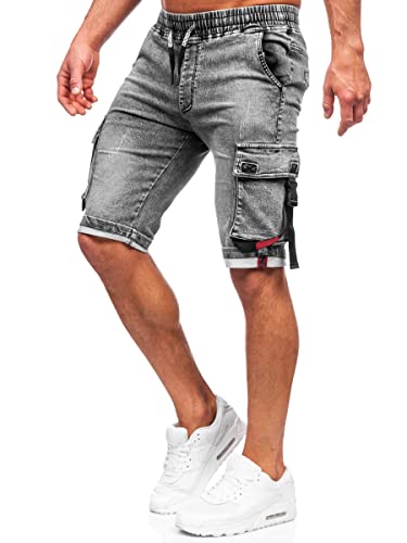 BOLF Herren Kurze Jeanshose Shorts Bermudas Jeans Short Kurze Hose Cargo Cargoshorts Destroyed Used Look Denim Stretch Freizeithose HY809 Schwarz M [7G7] von BOLF