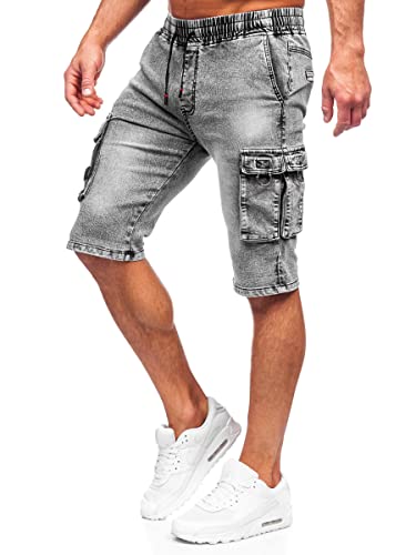 BOLF Herren Kurze Jeanshose Shorts Bermudas Jeans Short Kurze Hose Cargo Cargoshorts Destroyed Used Look Denim Stretch Freizeithose HY818A Schwarz M [7G7] von BOLF