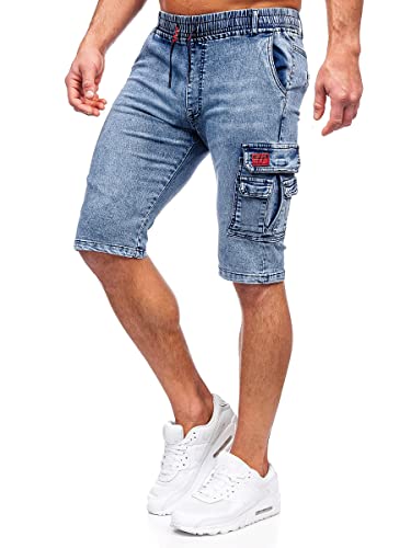 BOLF Herren Kurze Jeanshose Shorts Bermudas Jeans Short Kurze Hose Cargo Cargoshorts Destroyed Used Look Denim Stretch Freizeithose HY820 Blau M [7G7] von BOLF