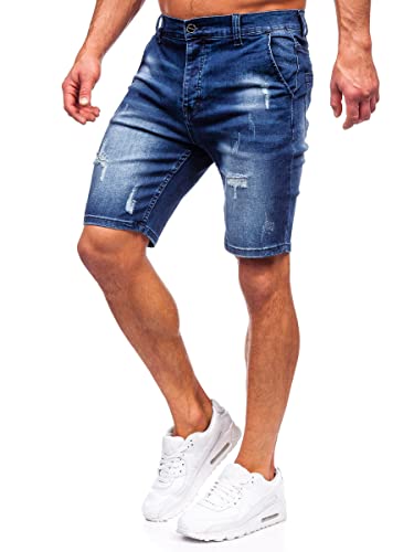 BOLF Herren Kurze Jeanshose Shorts Bermudas Jeans Short Kurze Hose Cargo Cargoshorts Destroyed Used Look Denim Stretch Freizeithose MP0036BS Dunkelblau S [7G7] von BOLF