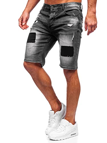 BOLF Herren Kurze Jeanshose Shorts Bermudas Jeans Short Kurze Hose Cargo Cargoshorts Destroyed Used Look Denim Stretch Freizeithose MP0037N Schwarz M [7G7] von BOLF