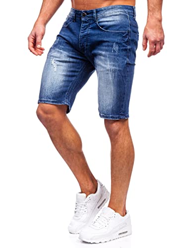 BOLF Herren Kurze Jeanshose Shorts Bermudas Jeans Short Kurze Hose Cargo Cargoshorts Destroyed Used Look Denim Stretch Freizeithose MP0044B Dunkelblau S [7G7] von BOLF