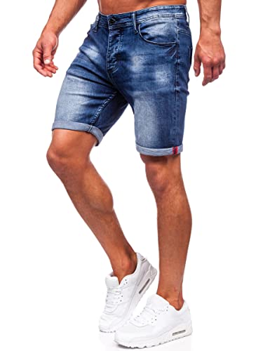 BOLF Herren Kurze Jeanshose Shorts Bermudas Jeans Short Kurze Hose Cargo Cargoshorts Destroyed Used Look Denim Stretch Freizeithose MP0260BS Dunkelblau M [7G7] von BOLF