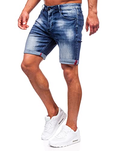 BOLF Herren Kurze Jeanshose Shorts Bermudas Jeans Short Kurze Hose Cargo Cargoshorts Destroyed Used Look Denim Stretch Freizeithose MP0261B Dunkelblau M [7G7] von BOLF