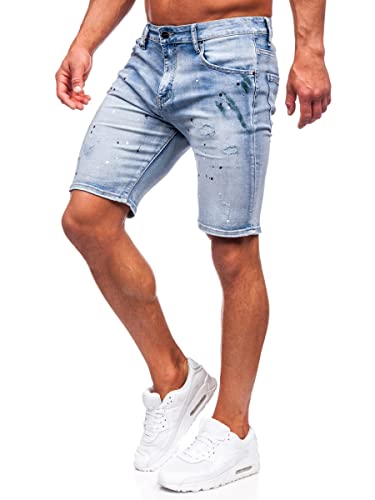 BOLF Herren Kurze Jeanshose Shorts Bermudas Jeans Short Kurze Hose Cargo Cargoshorts Destroyed Used Look Denim Stretch Freizeithose MP0262BC Hellblau S [7G7] von BOLF