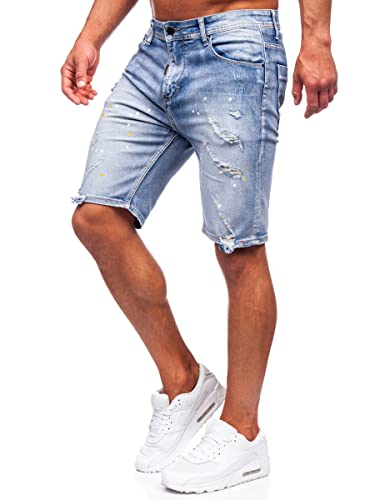 BOLF Herren Kurze Jeanshose Shorts Bermudas Jeans Short Kurze Hose Cargo Cargoshorts Destroyed Used Look Denim Stretch Freizeithose MP0263BC Hellblau M [7G7] von BOLF